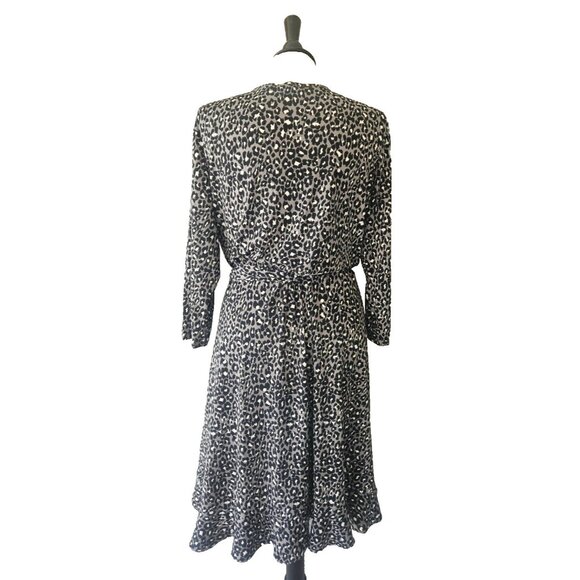 Leota Libby Faux Wrap Dress Black and Gray Animal Print Size XL - Picture 2 of 6